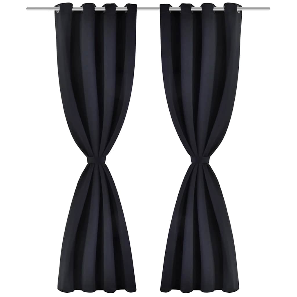 Vidaxl gordijnen met metalen ringen 135 x 245 cm 2 stuks (zwart)