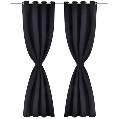 Vidaxl gordijnen met metalen ringen 135 x 245 cm 2 stuks (zwart)