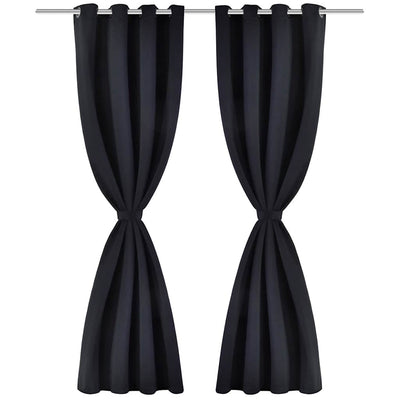 Vidaxl gordijnen met metalen ringen 135 x 245 cm 2 stuks (zwart)