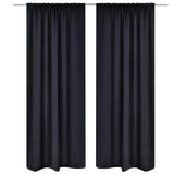 Vidaxl gordijnen met gleuven 135 x 245 cm zwart 2 st - afbeelding 1