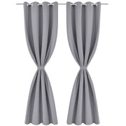 Vidaxl gordijnen met metalen ringen 135 x 245 cm 2 stuks (grijs) - afbeelding 2