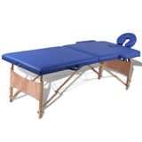 Vidaxl inklapbare massagetafel 2 zones met houten frame (blauw) - afbeelding 1