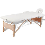 Vidaxl inklapbare massagetafel 2 zones met houten frame (creme) - afbeelding 1