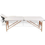 Vidaxl inklapbare massagetafel 2 zones met houten frame (creme) - afbeelding 3