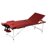 VidaXL Inklapbare massagetafel 3 zones met aluminium frame (rood) - afbeelding 1