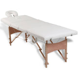 Vidaxl inklapbare massagetafel 4 zones met houten frame (creme) - afbeelding 2