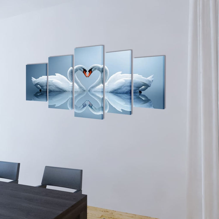 Vidaxl canvas muurdruk set zwaan 100 x 50 cm