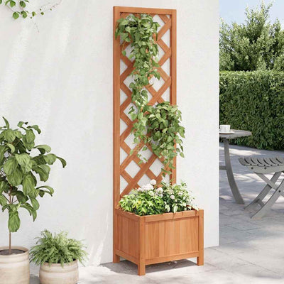Vidaxl plantenbak met latwerk 40x30x135 cm massief vurenhout
