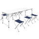 Vidaxl campingtafel in hoogte verstelbaar met 6 krukken 180x60 cm