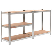 VidaXL Opbergrek 5-laags 10 st staal en bewerkt hout zilverkleurig - afbeelding 2