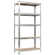 VidaXL Opbergrek 5-laags 10 st staal en bewerkt hout zilverkleurig - afbeelding 3