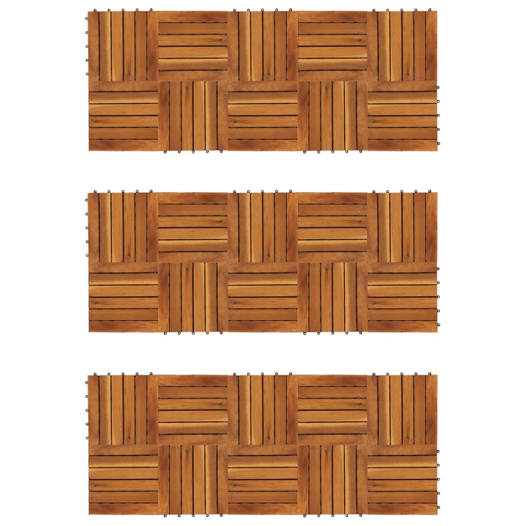 VidaXL Terrastegels verticaal patroon 30 x 30 cm Acacia set van 30