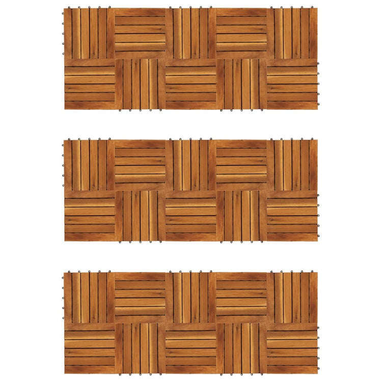 VidaXL Terrastegels verticaal patroon 30 x 30 cm Acacia set van 30