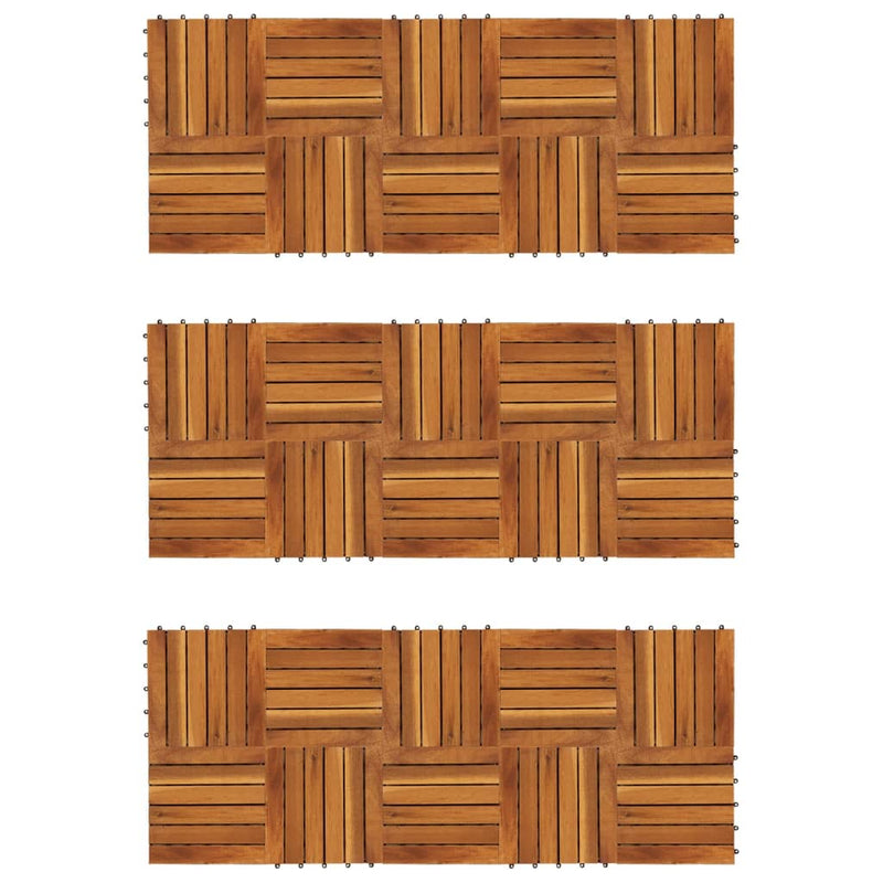 VidaXL Terrastegels verticaal patroon 30 x 30 cm Acacia set van 30