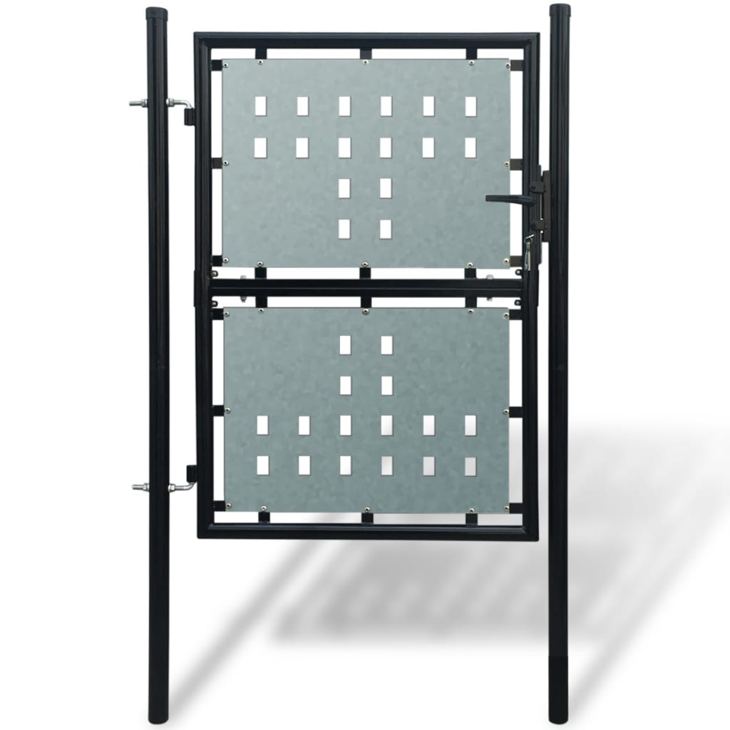 Vidaxl zwarte enkele deur schuttingpoort 100x200 cm