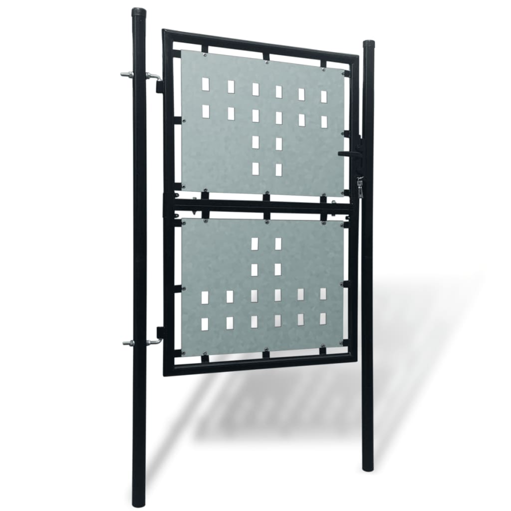 Vidaxl zwarte enkele deur schuttingpoort 100x200 cm