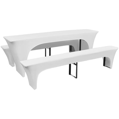 Vidaxl hoezen voor biertafel en banken stretch wit 3 stuks 220 x 70 x 80 cm