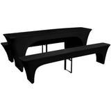 Vidaxl hoes voor biertafel en banken 225x50x80 cm stretch zwart 3 st - afbeelding 1