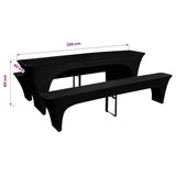 Vidaxl hoes voor biertafel en banken 225x50x80 cm stretch zwart 3 st - afbeelding 3