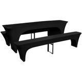 Vidaxl hoezen voor biertafel en banken stretch zwart 3 stuks 225 x 70 x 80 cm - afbeelding 1