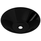 Vidaxl wasbak, keramiek, rond, zwart - afbeelding 2