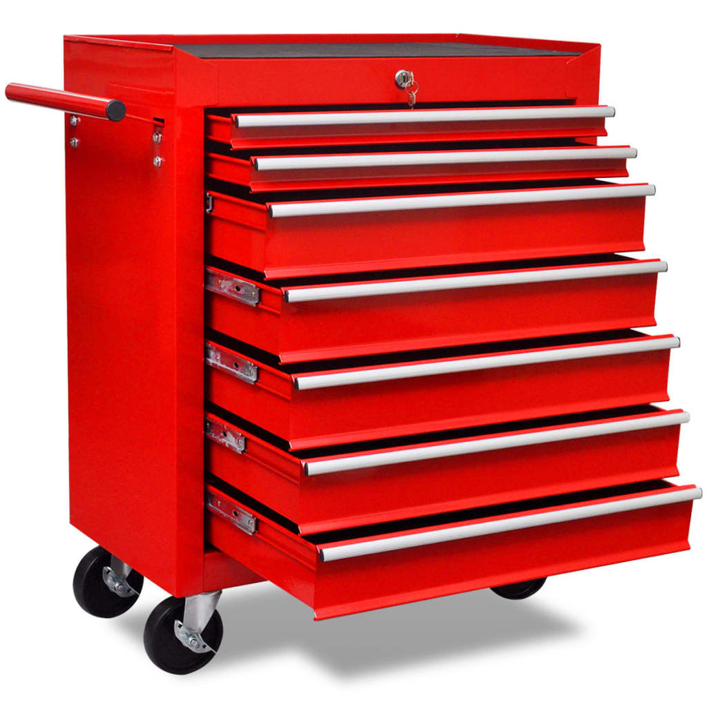Vidaxl gereedschapswagen 7 lades rood