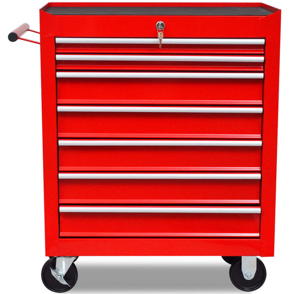 Vidaxl gereedschapswagen 7 lades rood