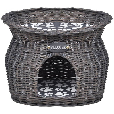 Vidaxl kattenbed huis krabpaal met kussen wilgen