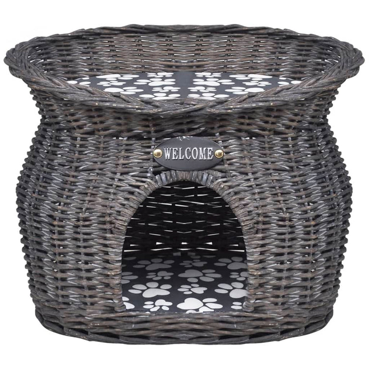 Vidaxl kattenbed huis krabpaal met kussen wilgen