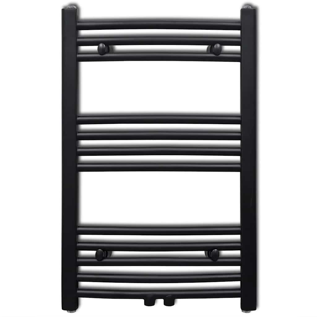 Vidaxl radiator handdoekenrek gebogen 500x764 mm zwart