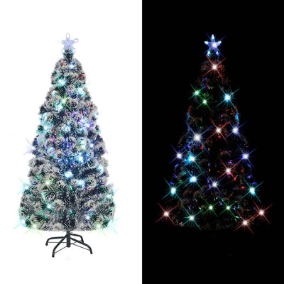 Vidaxl voorverlichte kerstboom met standaard en led 150 cm glasvezel