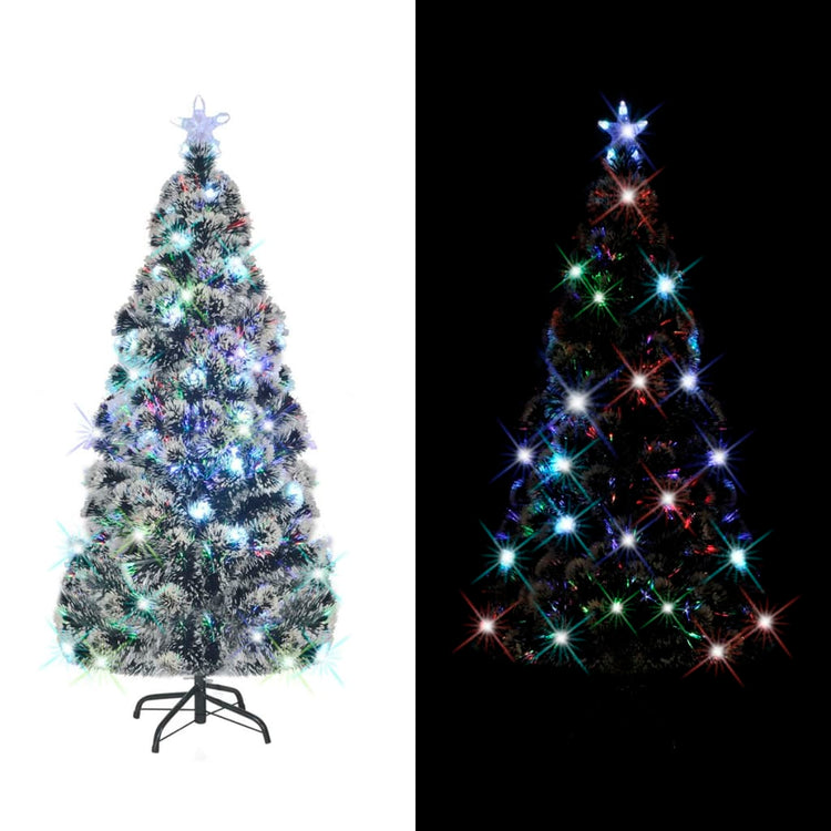 Vidaxl voorverlichte kerstboom met standaard en led 180 cm glasvezel