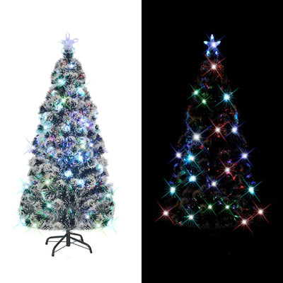 Vidaxl voorverlichte kerstboom met standaard en led 210 cm glasvezel