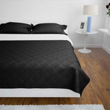Vidaxl bedsprei gewatteerd dubbelzijdig 230x260 cm zwart wit - afbeelding 1