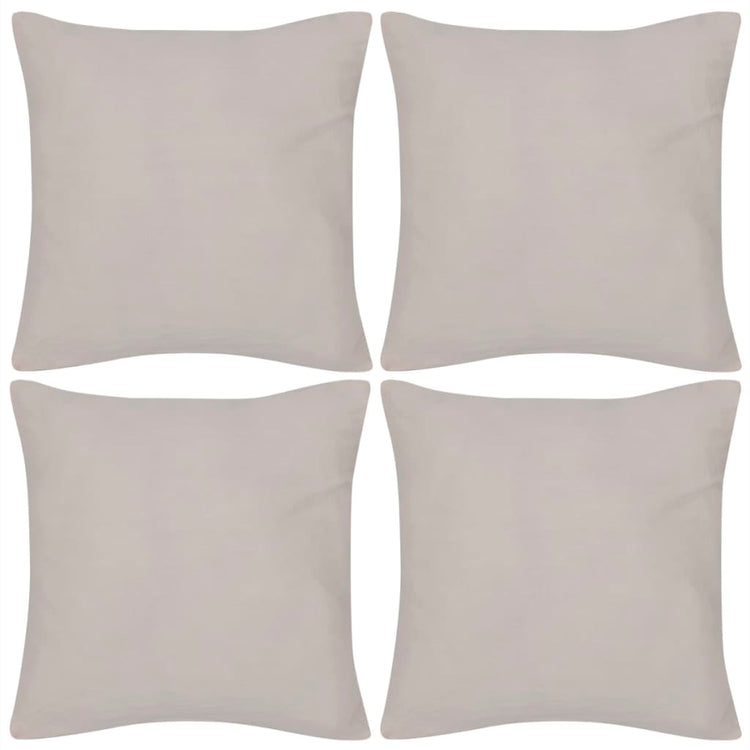 VidaXL Kussenhoezen katoen 40 x 40 cm beige 4 stuks