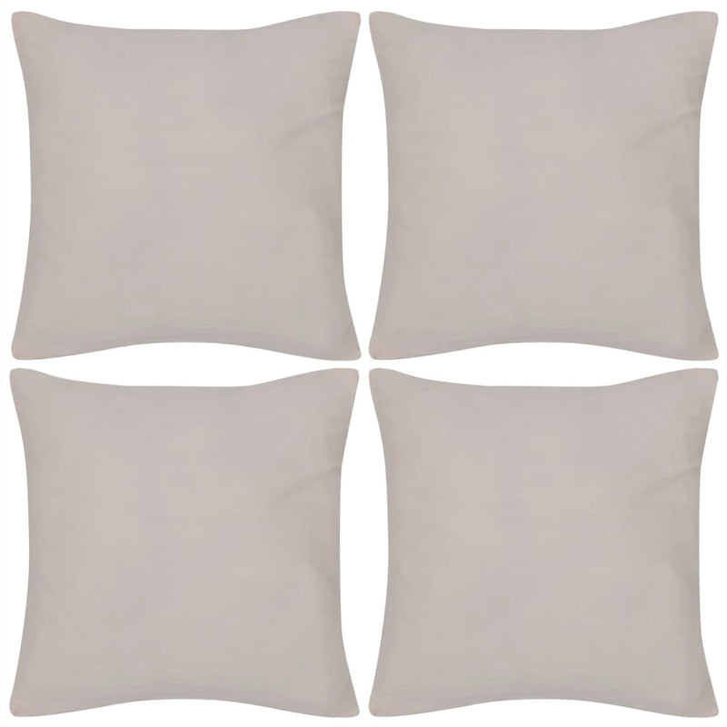 VidaXL Kussenhoezen katoen 40 x 40 cm beige 4 stuks