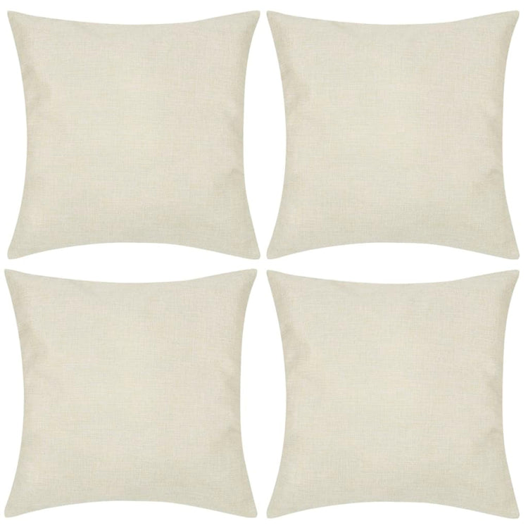 VidaXL Kussenhoezen linnen look 80 x 80 cm beige 4 stuks