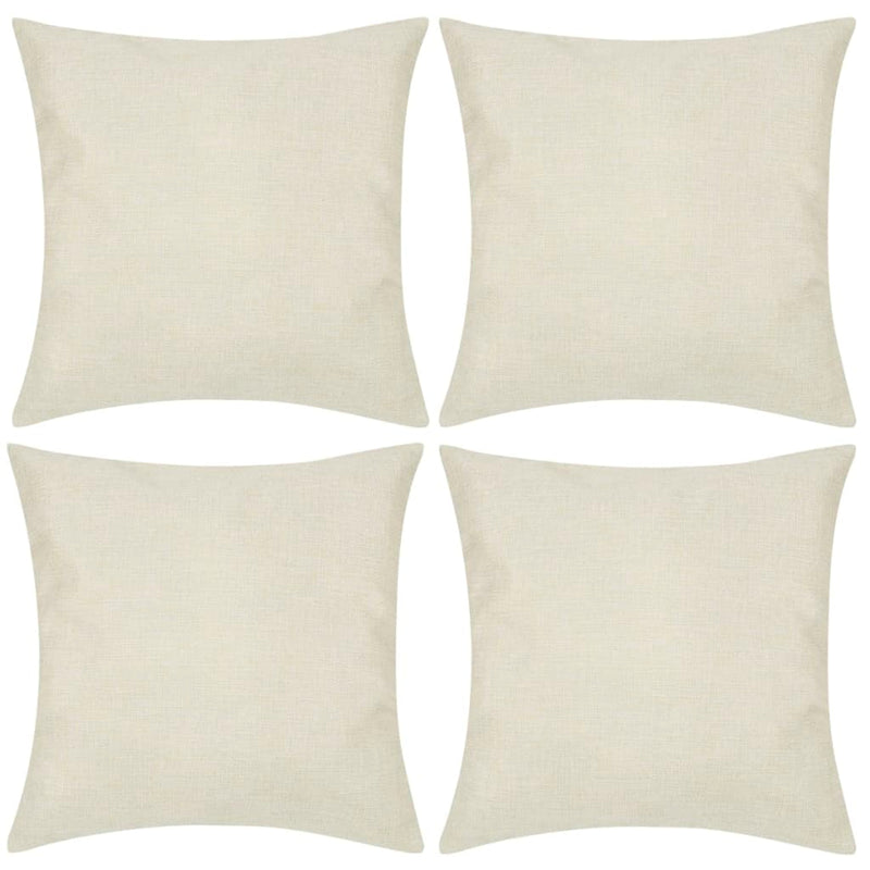 VidaXL Kussenhoezen linnen look 80 x 80 cm beige 4 stuks