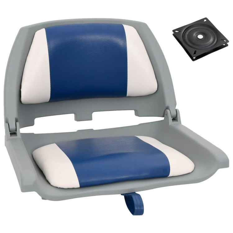 Vidaxl 2-delige bootstoelenset met blauw-witte kussens inklapbaar