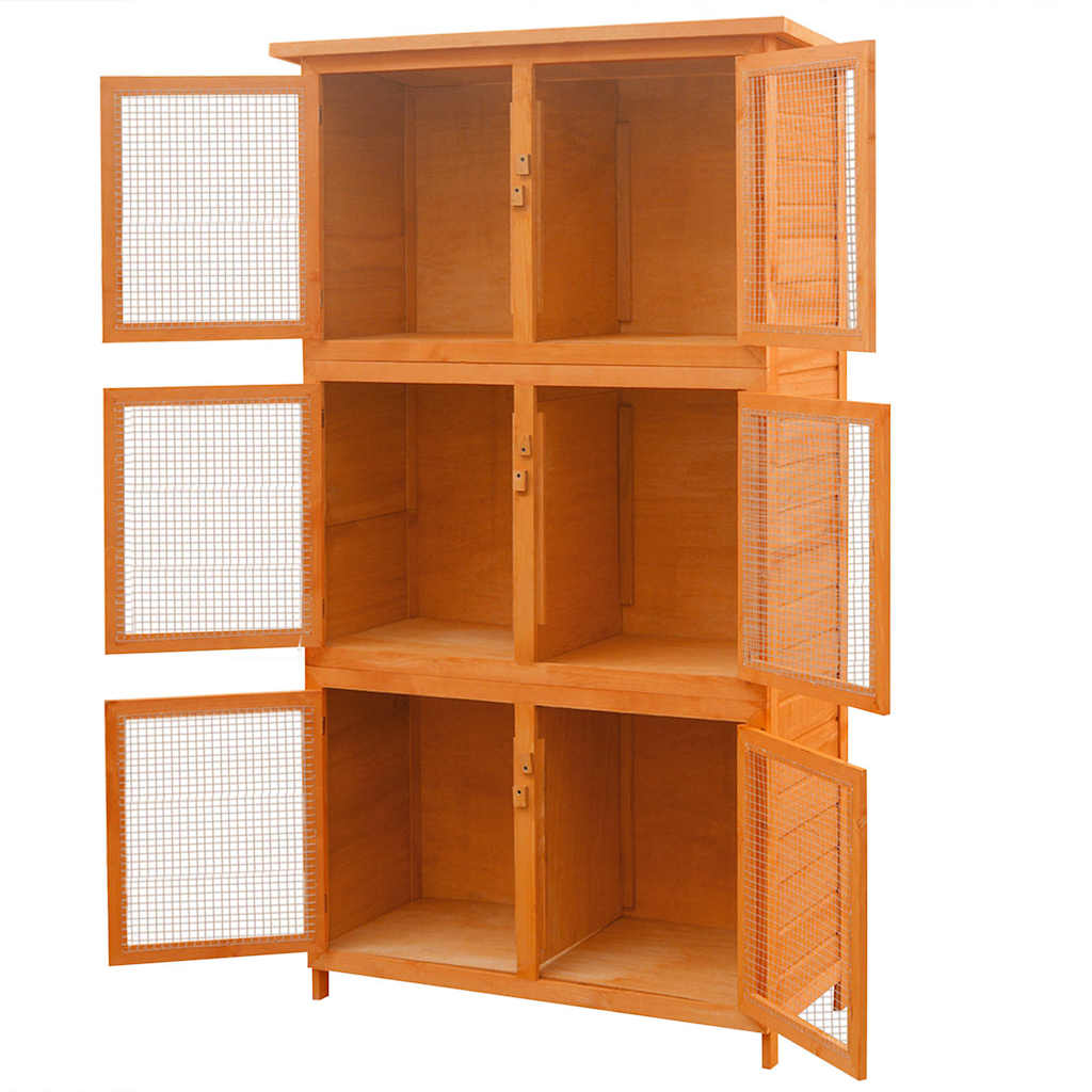 Vidaxl dierenhok 6 kamers hout