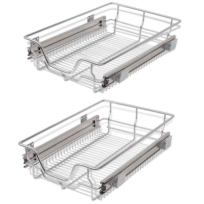 Vidaxl draadmanden uittrekbaar 2 st 400 mm zilverkleurig