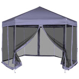 Vidaxl partytent met zijwanden pop-up zeshoekig 3,6x3,1 m donkerblauw - afbeelding 1
