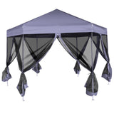 Vidaxl partytent met zijwanden pop-up zeshoekig 3,6x3,1 m donkerblauw - afbeelding 3