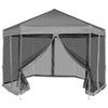 Vidaxl partytent pop-up zeshoekig met 6 zijwanden 3,6x3,1 m grijs