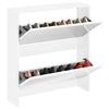 Vidaxl schoenenkast tweelaags met spiegel 63x17x67 cm wit