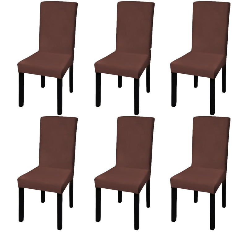 Vidaxl stoelhoezen 6 st stretch recht bruin