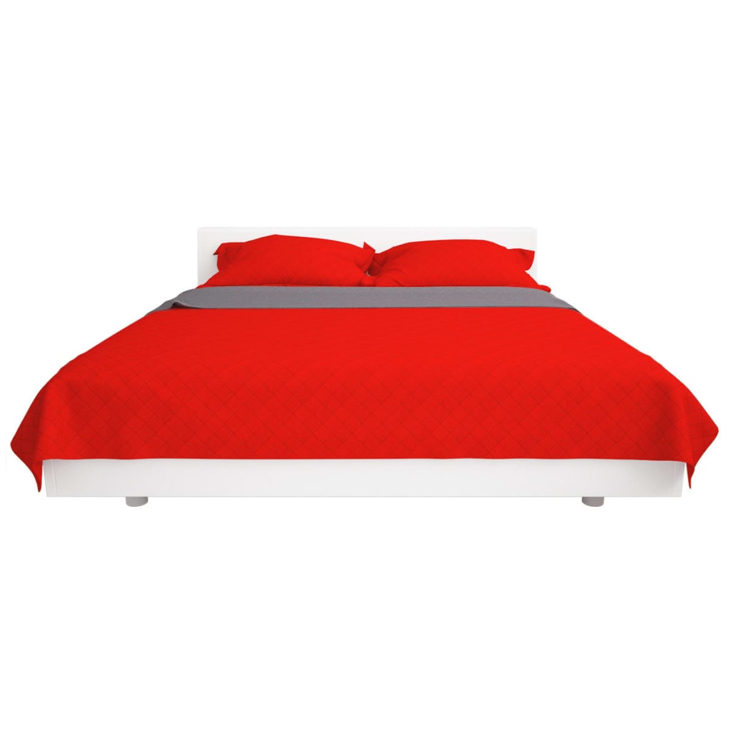 VidaXL Dubbelzijdige quilt bedsprei rood en grijs 170x210 cm