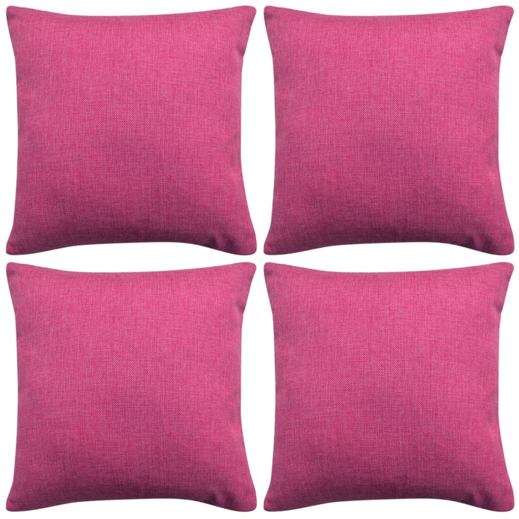 VidaXL Kussenhoezen 4 stuks linnen look roze 40x40 cm