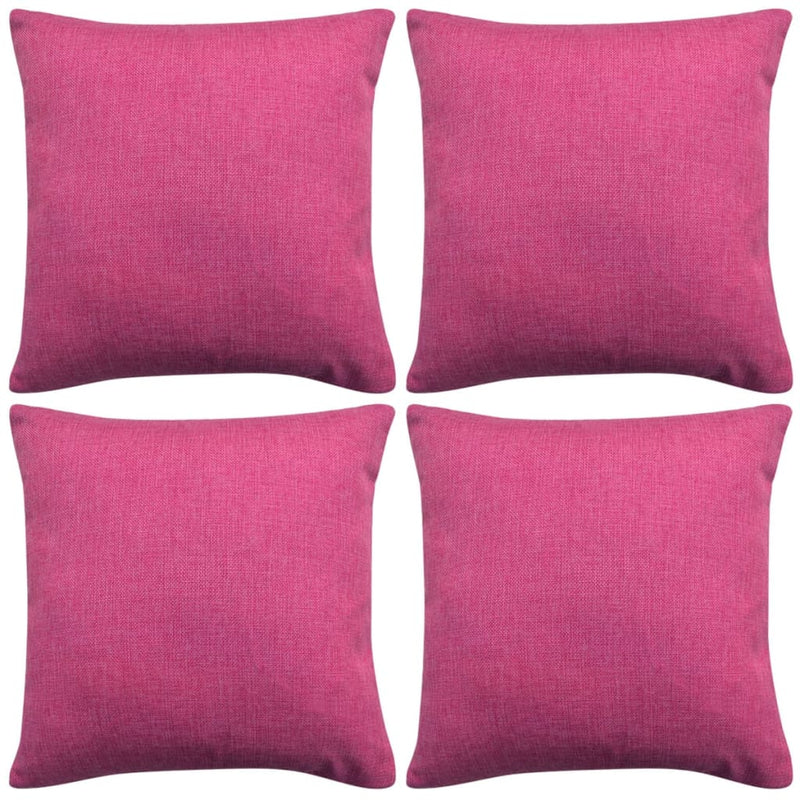 Vidaxl kussenhoezen 4 stuks linnen look roze 40x40 cm