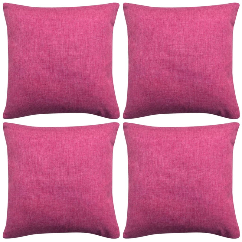 VidaXL Kussenhoezen 4 stuks linnen look roze 80x80 cm